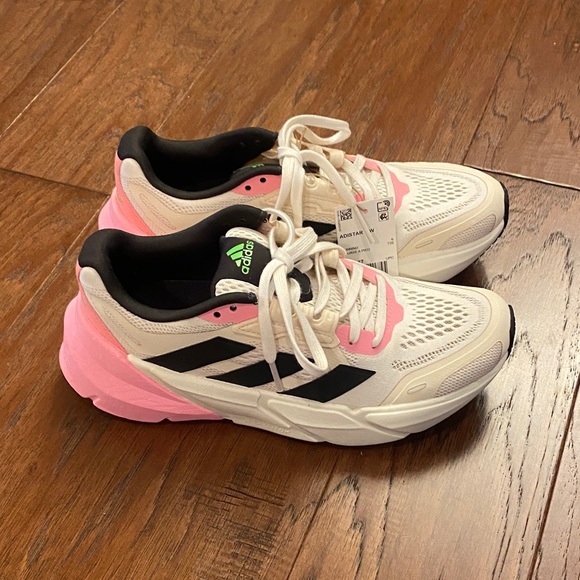adidas Shoes - NWT Womens Adidas Off-White and Pink Running Sneakers Size 7 1/2